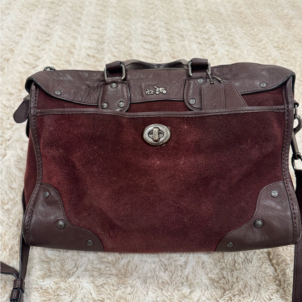 Coach Rhyder Suede Oxblood Satchel Fall Roughout W/ Strap 33746